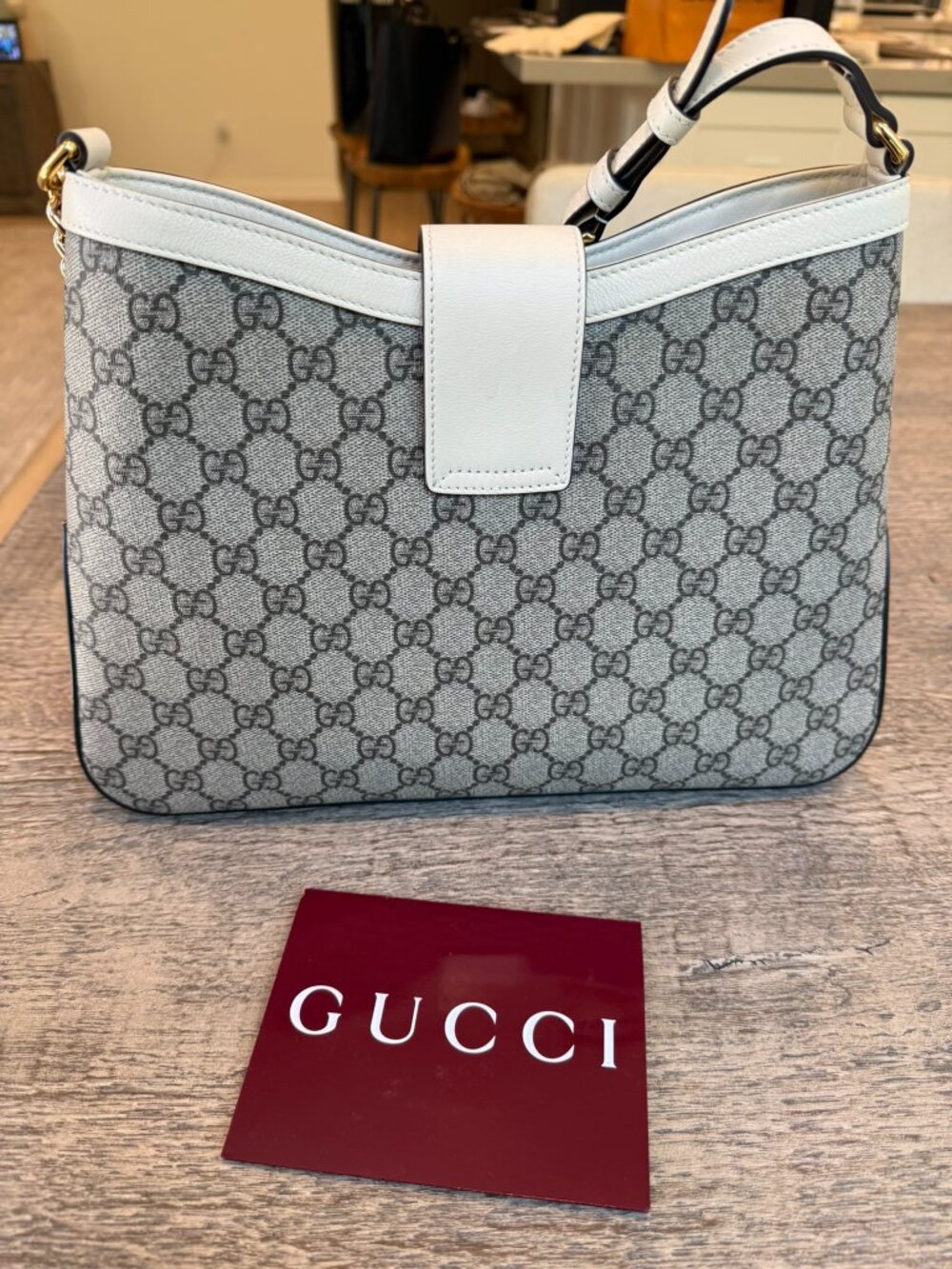 Gucci Padlock Monogram GG Supreme Leather Shoulder Bag Beige Ebony - Picture 2 of 9